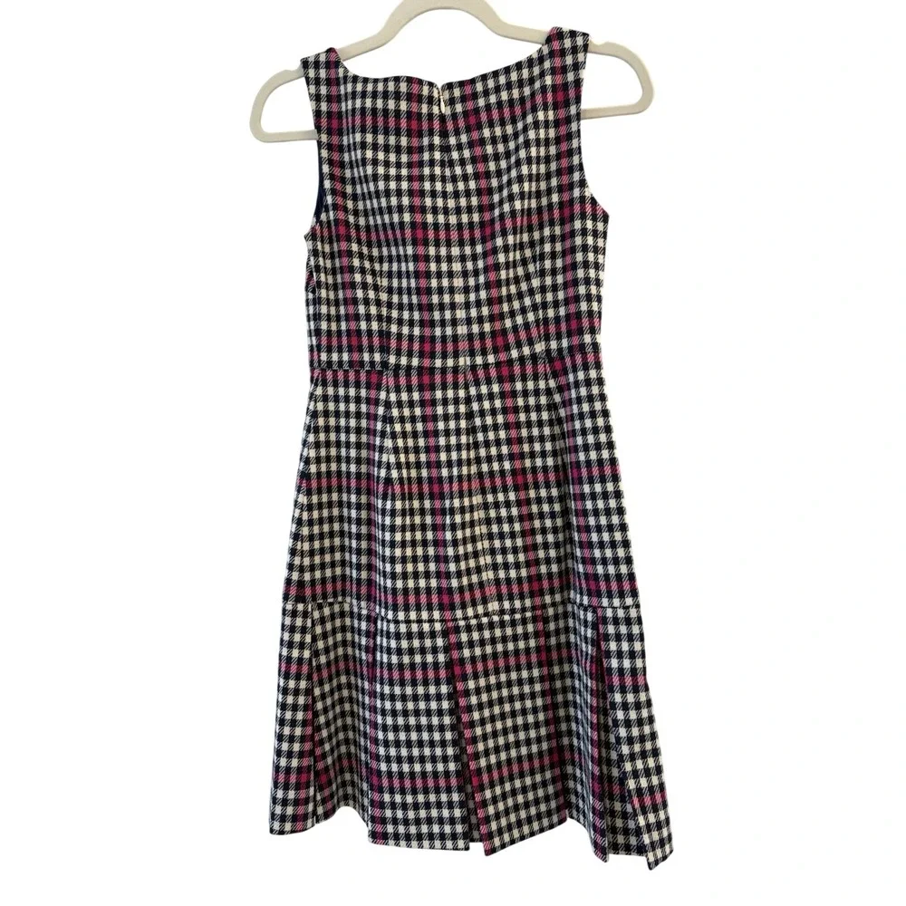 J.CREW Y2K Vintage Inspired Ivory Pink Plaid Tweed A-Line Lined‎ Zip 0P